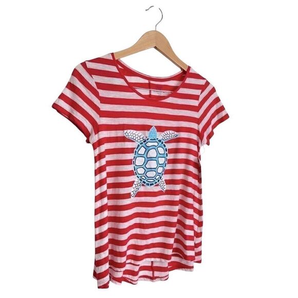 Crown & Ivy Shirt Size Extra Small Striped Short Sleeve Turtle NWT - Picture 3 of 6